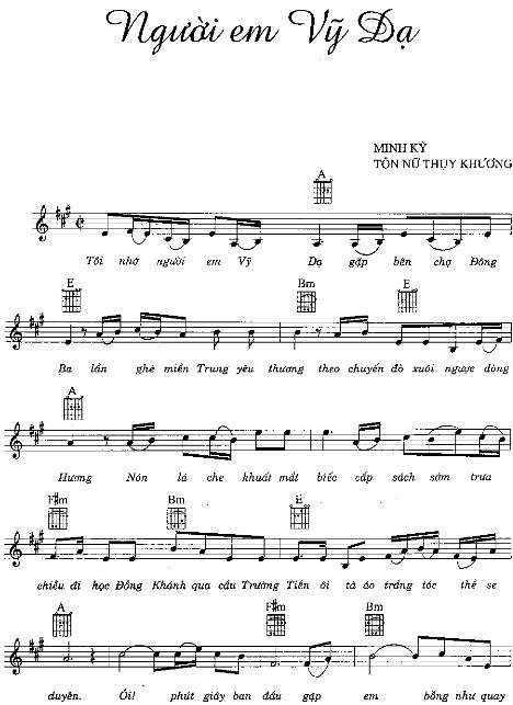 Sheet nhạc Người Em Vỹ Dạ